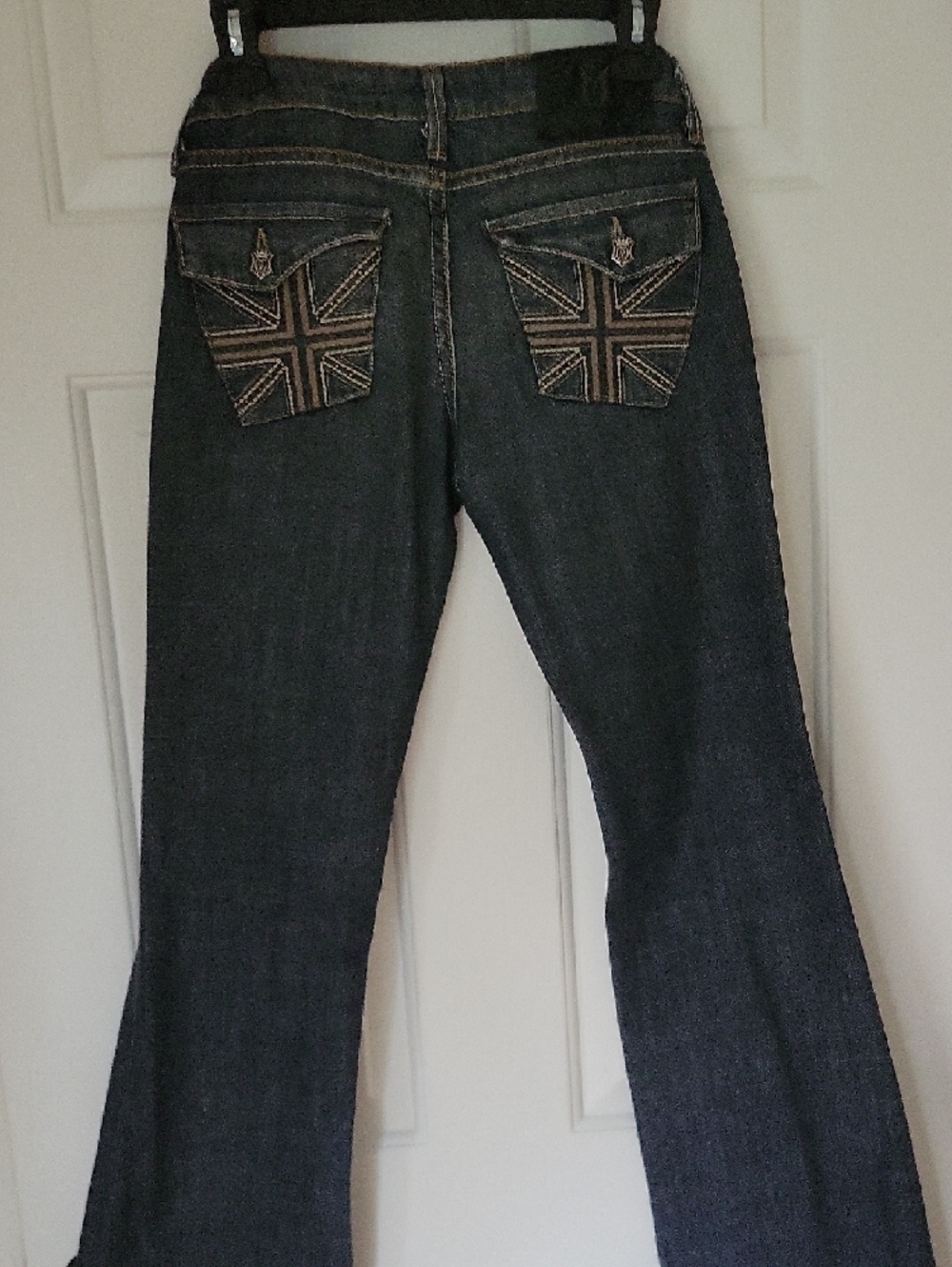 Vintage Women's Dark Boot-Cut Jeans in Washed Blue - Picture 3 of 4